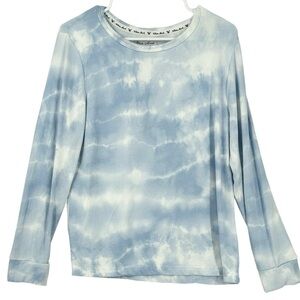 White Mark Women’s Long Sleeve Tie Dye Lounge Sweatshirt Blue Size M
